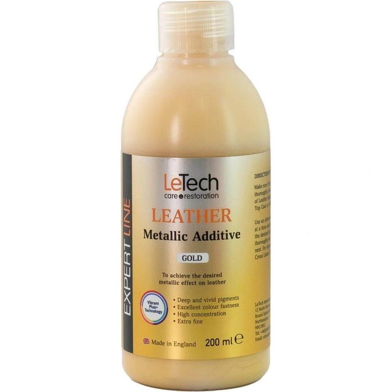 LeTech Leather Metallic Additive Gold - краска для кожи металлик, золото, 200 мл - 1