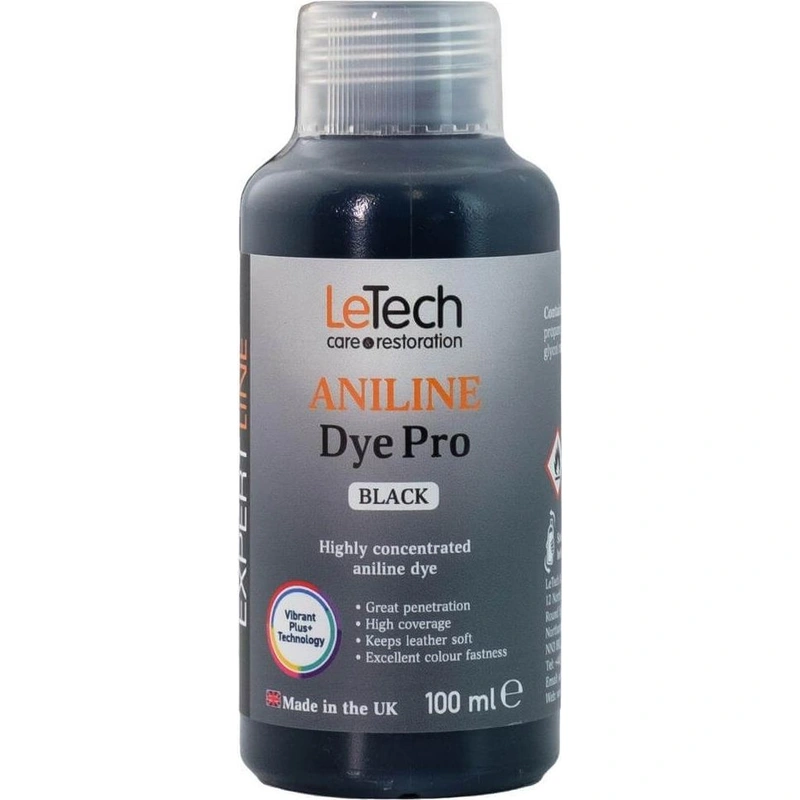 LeTech Leather Aniline Dye Pro Black - проникающая краска для кожи, черный, 100 мл - 1