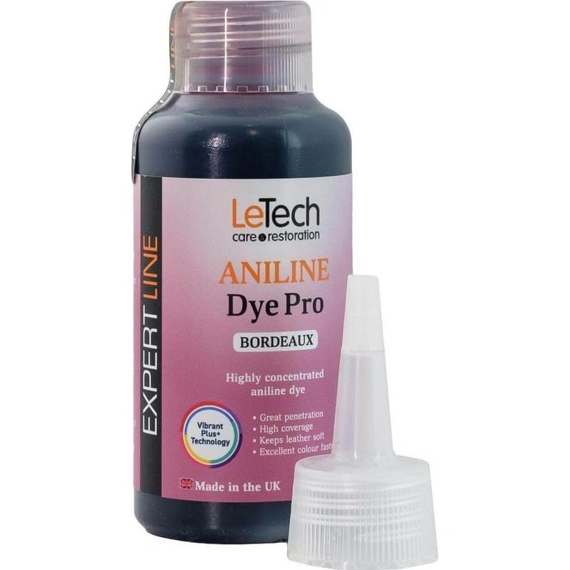 LeTech Leather Aniline Dye Pro Bordeaux - проникающая краска для кожи, бордовый, 100 мл - 1
