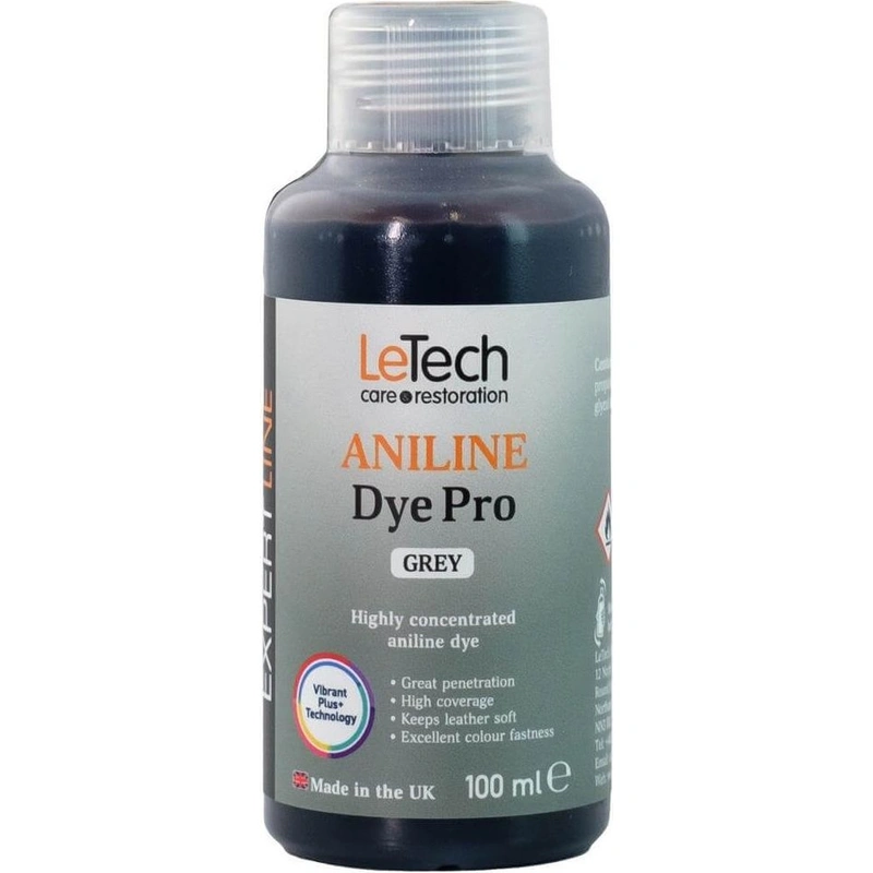 LeTech Leather Aniline Dye Pro Grey - проникающая краска для кожи, серый, 100 мл - 1