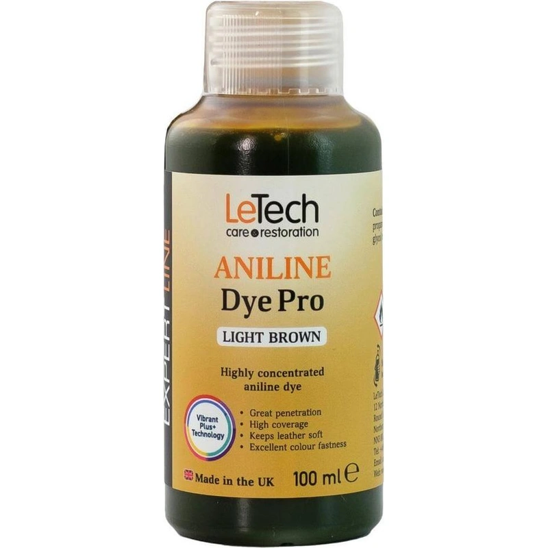 LeTech Leather Aniline Dye Pro Light Brown - проникающая краска для кожи, светло-коричневый, 100 мл - 1