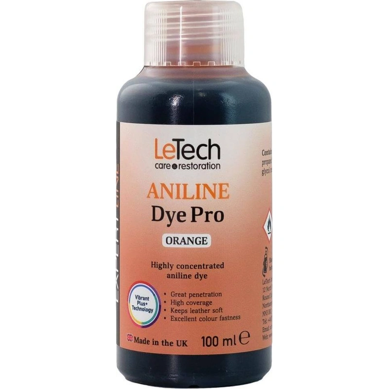 LeTech Leather Aniline Dye Pro Orange - проникающая краска для кожи, оранжевый, 100 мл - 1