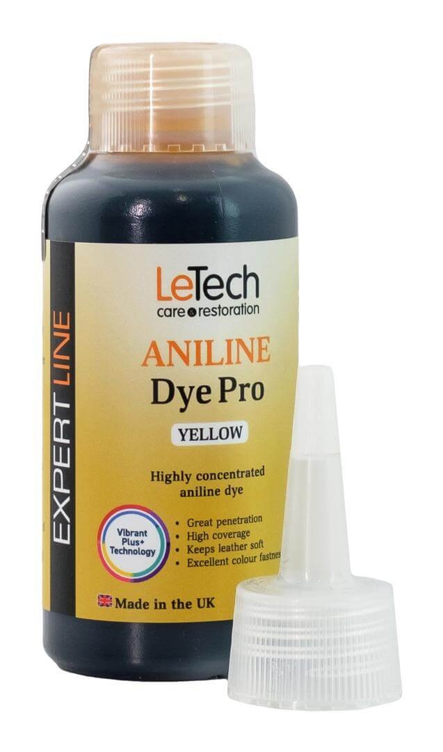 LeTech Leather Aniline Dye Pro Yellow - проникающая краска для кожи, желтый, 100 мл - 2
