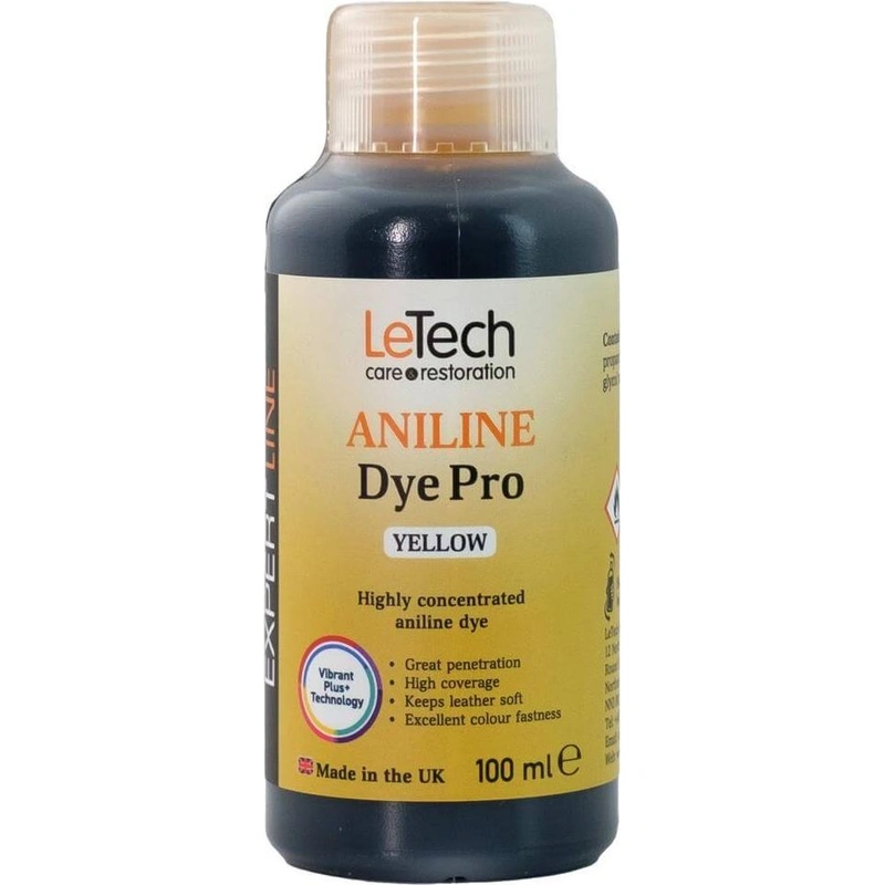 LeTech Leather Aniline Dye Pro Yellow - проникающая краска для кожи, желтый, 100 мл - 1