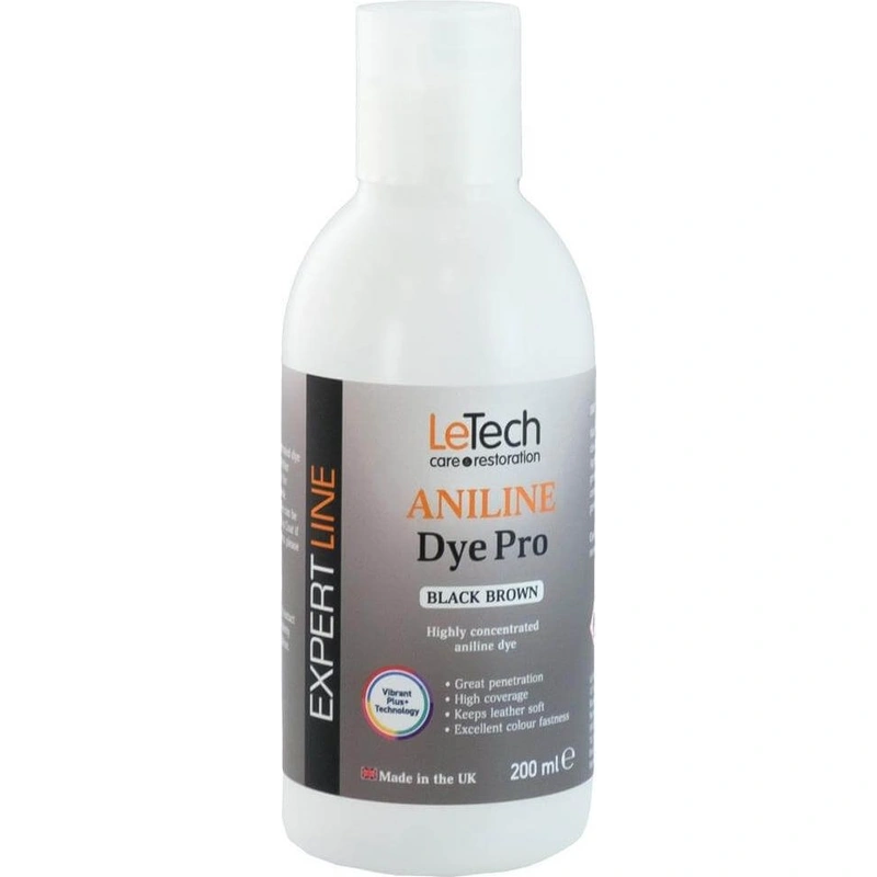 LeTech Leather Aniline Dye Pro Black Brown - проникающая краска для кожи, черно-коричневый, 200 мл - 1