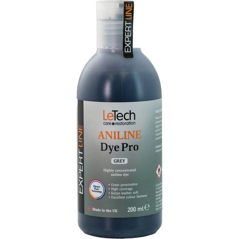 LeTech Leather Aniline Dye Pro Grey - проникающая краска для кожи, серый, 200 мл - 1