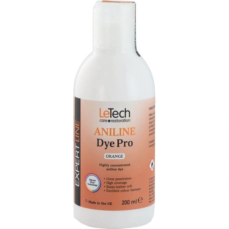 LeTech Leather Aniline Dye Pro Orange - проникающая краска для кожи, оранжевый, 200 мл - 1