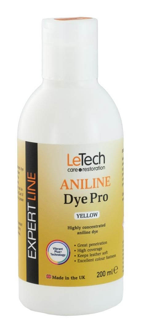 LeTech Leather Aniline Dye Pro Yellow - проникающая краска для кожи, желтый, 200 мл - 2
