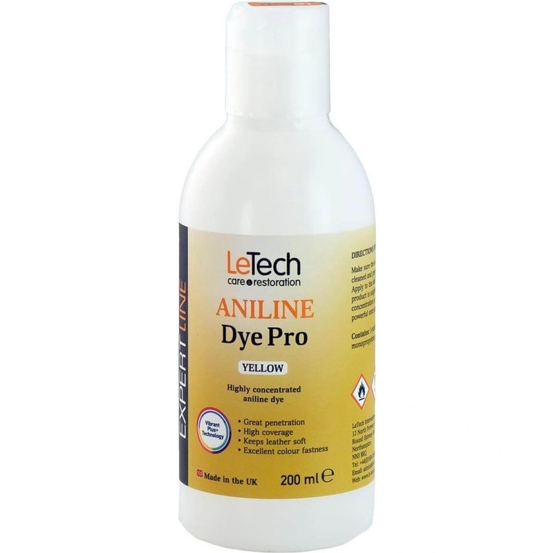 LeTech Leather Aniline Dye Pro Yellow - проникающая краска для кожи, желтый, 200 мл - 1