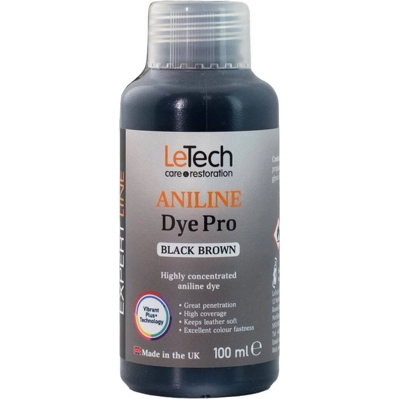 LeTech Leather Aniline Dye Pro Black Brown - проникающая краска для кожи, черно-коричневый, 1 л - 1