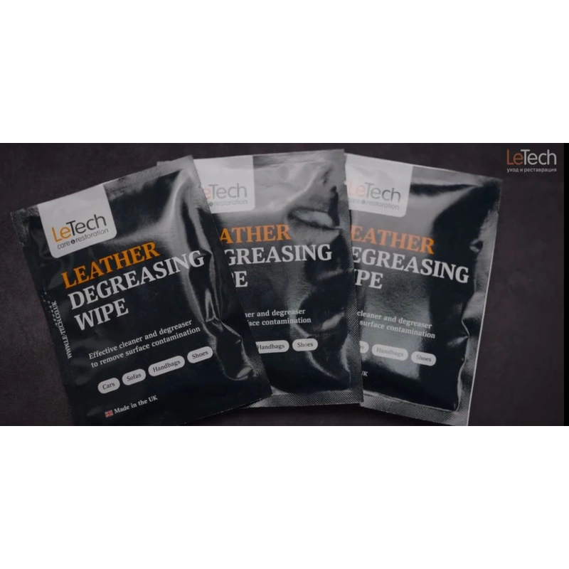 LeTech Leather Degreasing Wipe - обезжиривающая салфетка для кожи - 1