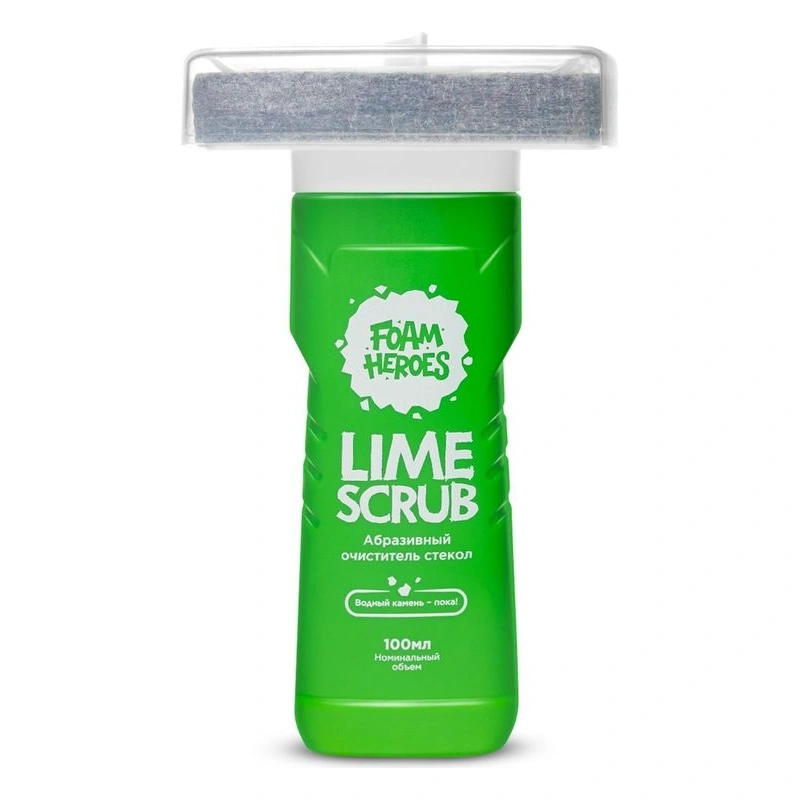 Foam Heroes Lime Scrub - абразивный очиститель стекол, флакон с фетровым аппликатором, 100 мл - 1