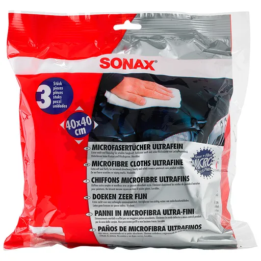 Sonax Microbibre Cloth Super Fine - Набор микрофибровых салфеток, 3 шт/уп - 1