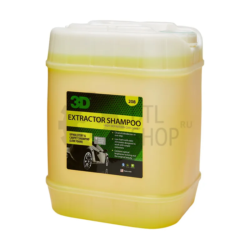 3D Extractor Shampoo - Низкопенный состав для очистки ковров, сидений и обивки, 18.93 л - 1