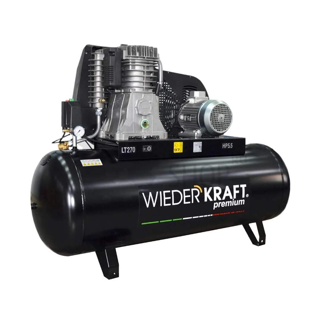 WiederKraft Профессиональный компрессор с высокой производительностью, 270 л, 656 л/мин