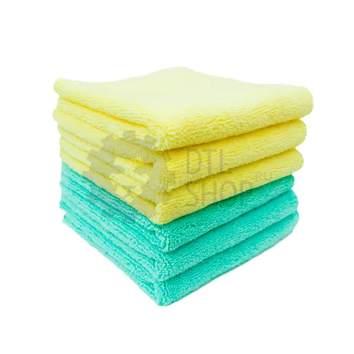 PureStar Two Face Edge Less Buffing Towel - Набор из комбинированных микрофибровых салфеток, желтая+минт, 40х40 см, 6 шт. - 1