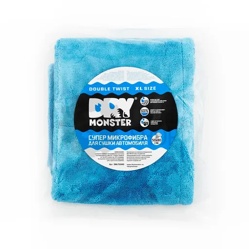 Dry Monster Dry Monster Double Twisted XL - полотенце из микрофибры, голубое, 1400 гр/м, 50х80 см - 1