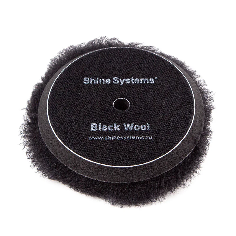 Shine Systems Black Wool Pad - полировальный круг из черного меха, 130 мм - 2