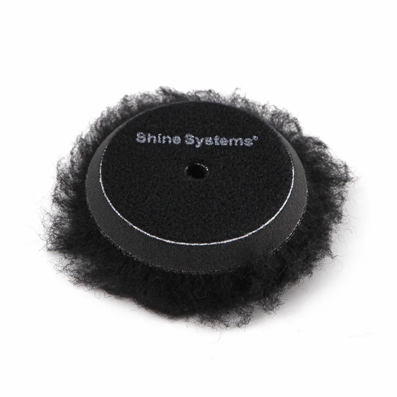 Shine Systems Black Wool Pad - полировальный круг из черного меха, 75 мм - 2
