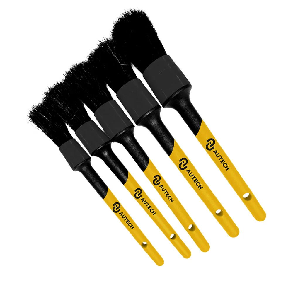 AuTech Кисточки из натурального щетины чёрной свиньи, комплект 5 шт, (№10, №12, №14, №16, №18)