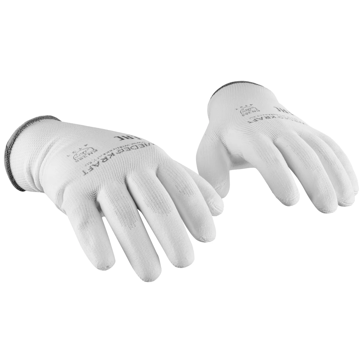 WDK-PU01W / M Перчатки белые защитные эластичные из нейлона с покрытием, 1 пара, размер M