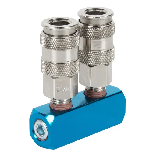 WDK-82ML Распределитель пневматический, 2 быстроразъемных EU соединения резьба, 3 входа с резьбой 1/ - 1