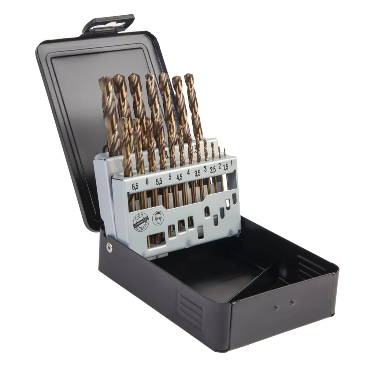 WDK-DC19 Набор сверл по металлу 1-10 мм, шаг 0.5 мм, HSS-Co, 19 предметов, металлический кейс
