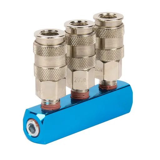 WDK-83MT Распределитель пневматический, 3 быстроразъемных EU соединения, 3 входа с резьбой 1/4" - 1