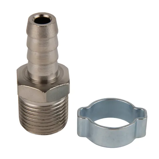 OPT-73010HM Штуцер пневматический ёлочка с обжимным кольцом, внешняя резьба 3/8", 10 мм - 1