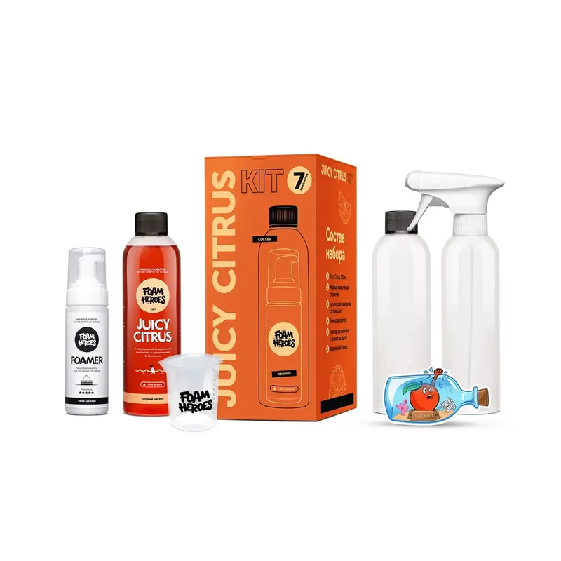 Foam Heroes Juicy Citrus Kit - органический очиститель экстерьера и интерьера c аксессуарами (набор), 500 мл - 1