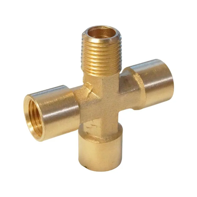 WDK-23FMB Фитинг X - образный, резъба 1/4" PT, F-F-F-M (внутренний/внешний), латунь - 1