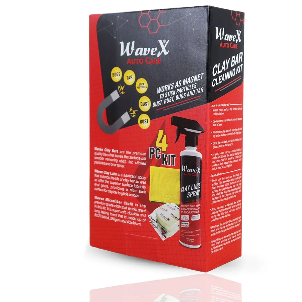 Wavex Clay Bar Cleaning Kit - Набор для очистки кузова: глина, микрофибровое полотенце, лубрикант, CLB KIT - 2