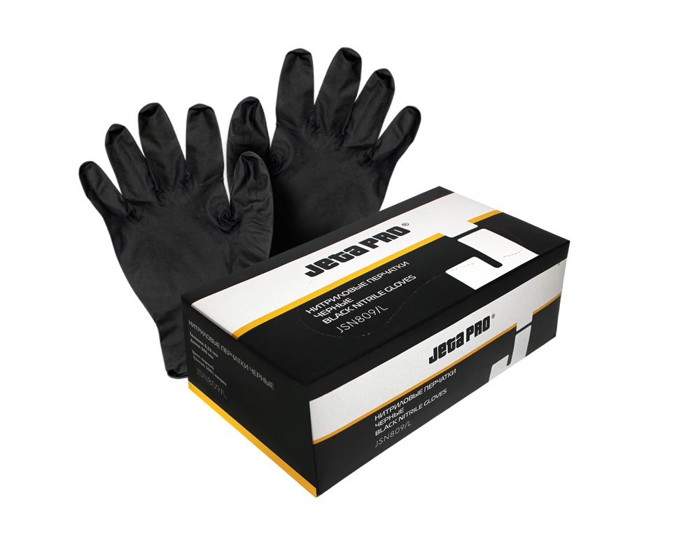 Jeta Pro Jeta Safety - Нитриловые перчатки черные, размер L, 100 шт
