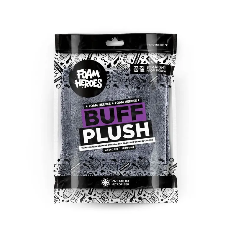 Foam Heroes Buff Plush - универсальная микрофибра для располировки составов, 40х40 см, 1200 гр/м2 - 1