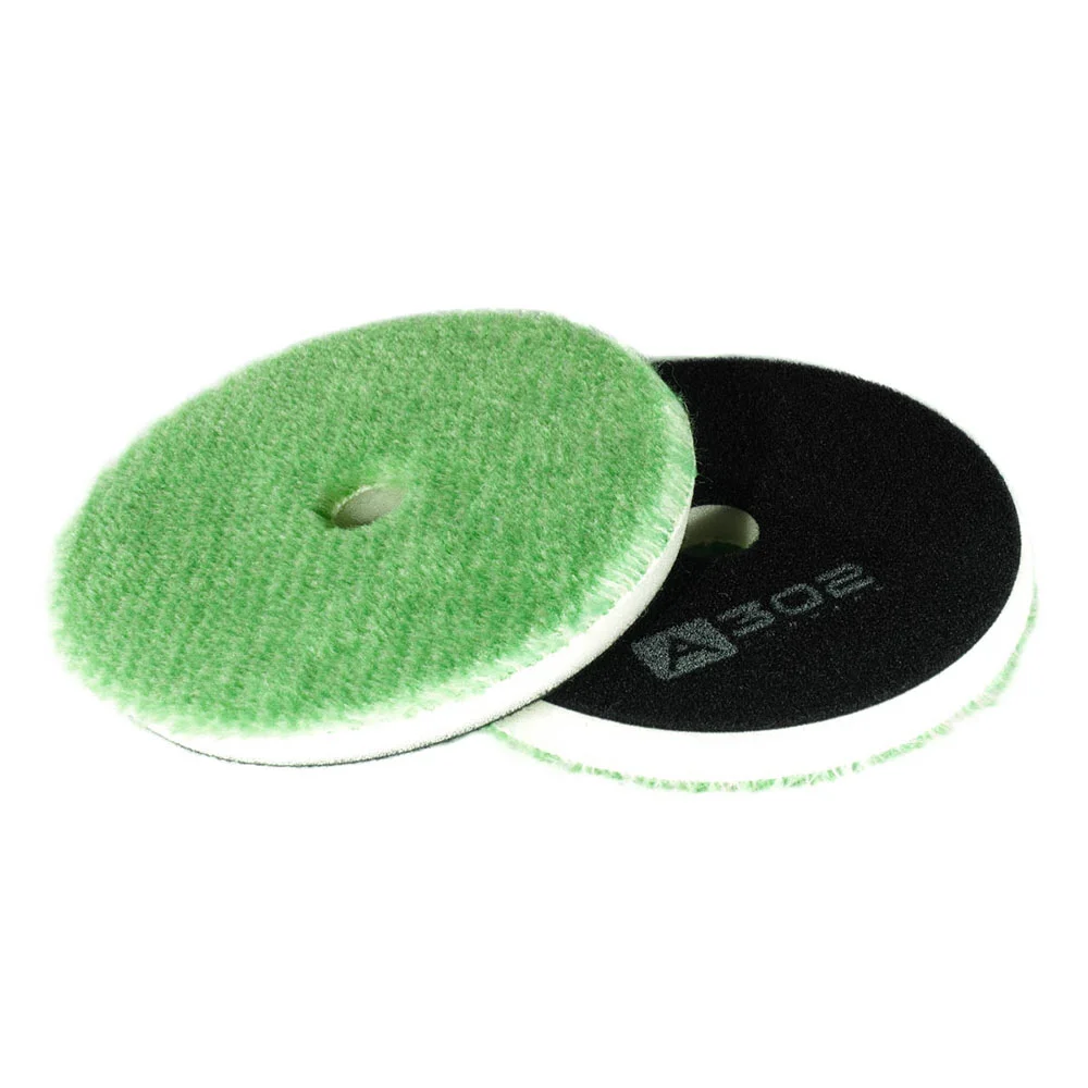 A302 Green Hybrid Wool Cutting Pad - Меховой полировальник на поролоне, зеленый, ворс 8 мм, 160 мм