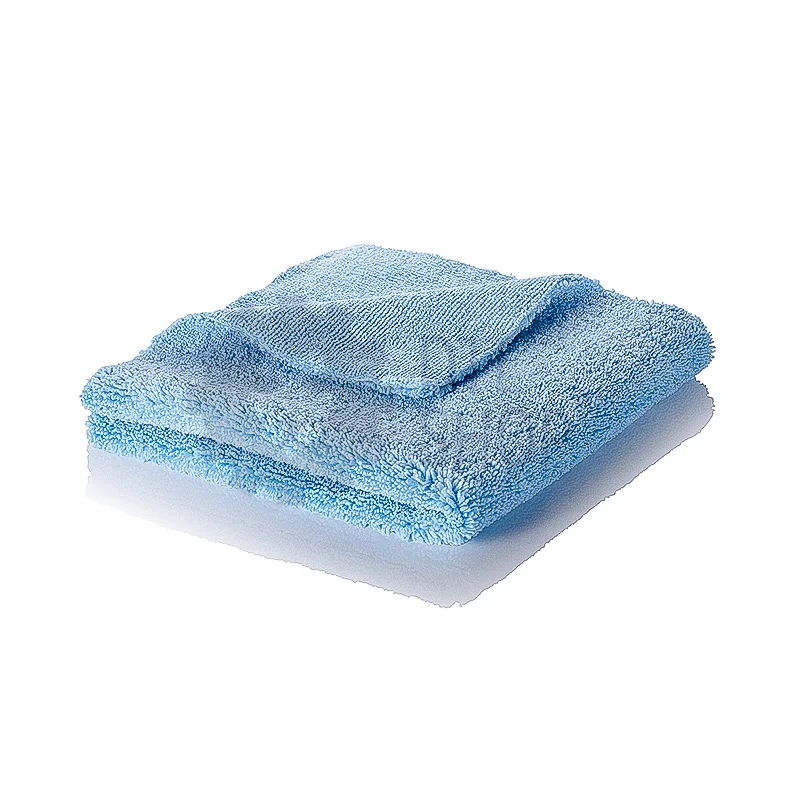 Dry Monster Deutsch Microfiber - двусторонняя микрофибровая салфетка без оверлока, голубая, 420 гр/м, 40х40 см - 2