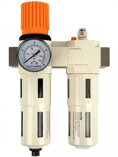 WDK-70140FA Блок подготовки воздуха 1/2", 16 бар с влагоотделителем 5 мкм, лубрикатором и регулятором давления - 1