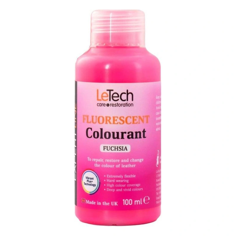 LeTech Leather Fluor Colourant Fuchsia - краска для кожи флуоресцентная, фуксия, 100 мл - 1