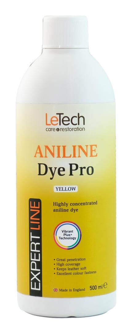 LeTech Leather Aniline Dye Pro Yellow - проникающая краска для кожи, желтый, 500 мл - 2